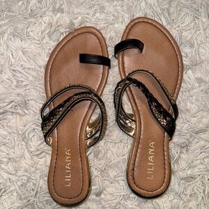 Liliana Black/brown jeweled sandals